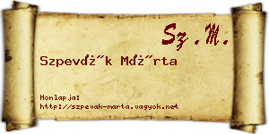 Szpevák Márta névjegykártya